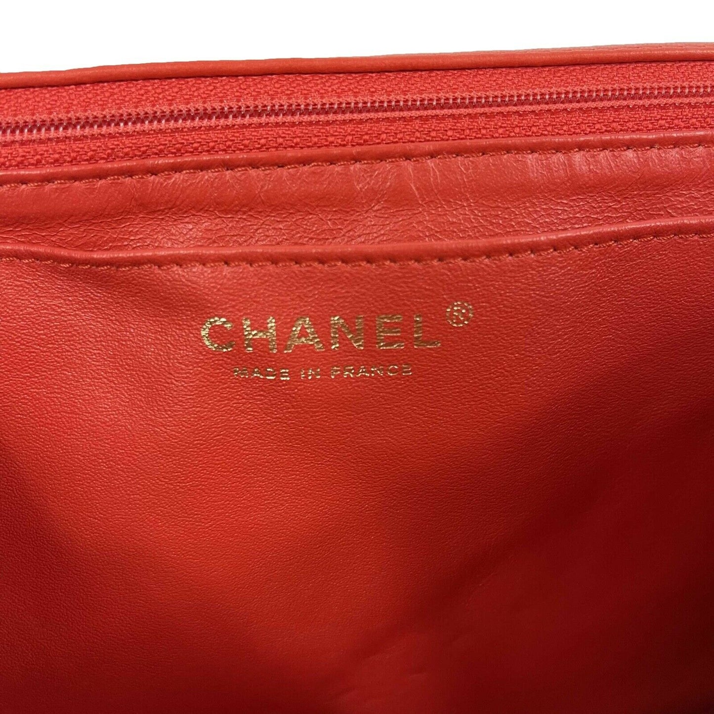 CHANEL - Classic Single Flap Jumbo Quilted Lambskin - Champagne Gold Red Handbag