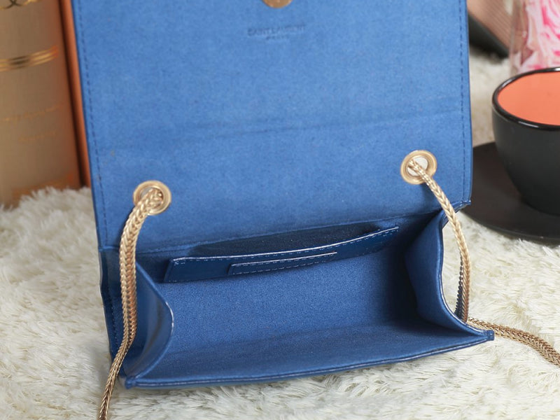 Yves Saint Laurent Mini Monogramme Bag In Original Leather Blue