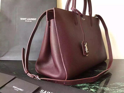 Yves Saint Laurent Medium Rive Gauche Bag In Burgundy Leather