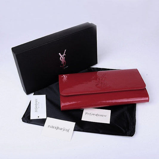 Yves Saint Laurent Lady Patent Leather Purse Red 39321