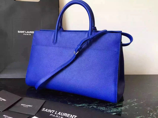 Yves Saint Laurent Medium Rive Gauche Bag In Blue Leather