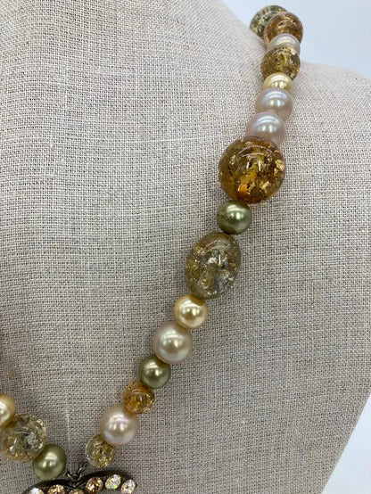 Chanel Vintage Rhinestone Beaded Pearl Necklace