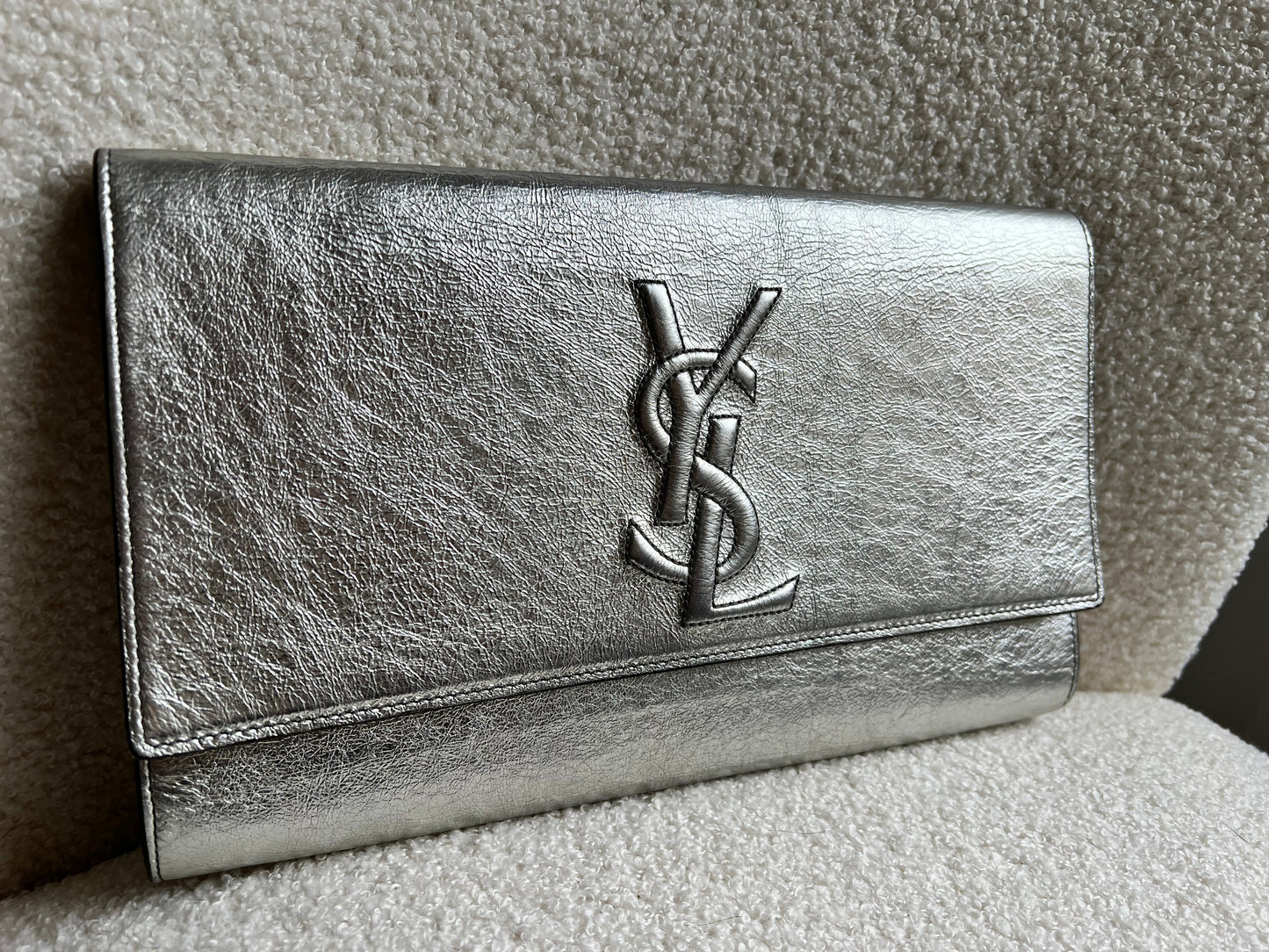 Yves Saint Laurent (YSL) Silver Belle de Jour Clutch