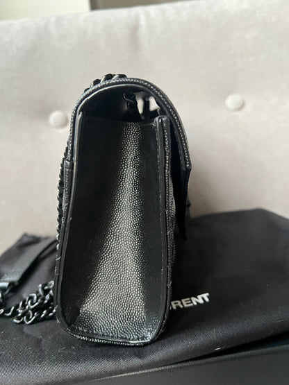 Yves Saint Laurent (YSL) Black on Black Small Envelope Bag