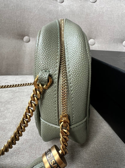 Yves Saint Laurent (YSL) Sage Green Mini Lou Camera Bag