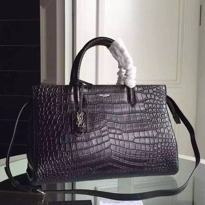 Yves Saint Laurent Medium Rive Gauche Bag In Black Crocodile Leather