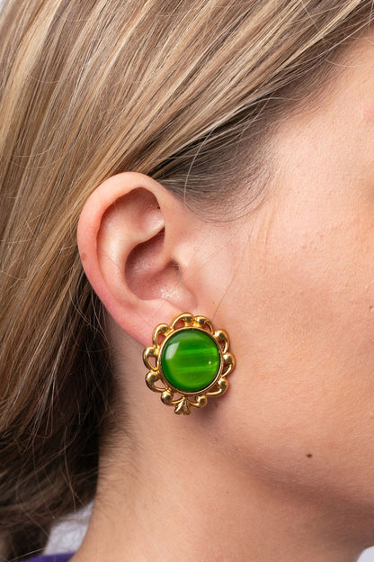 Boucles d'oreilles vertes Yves Saint Laurent