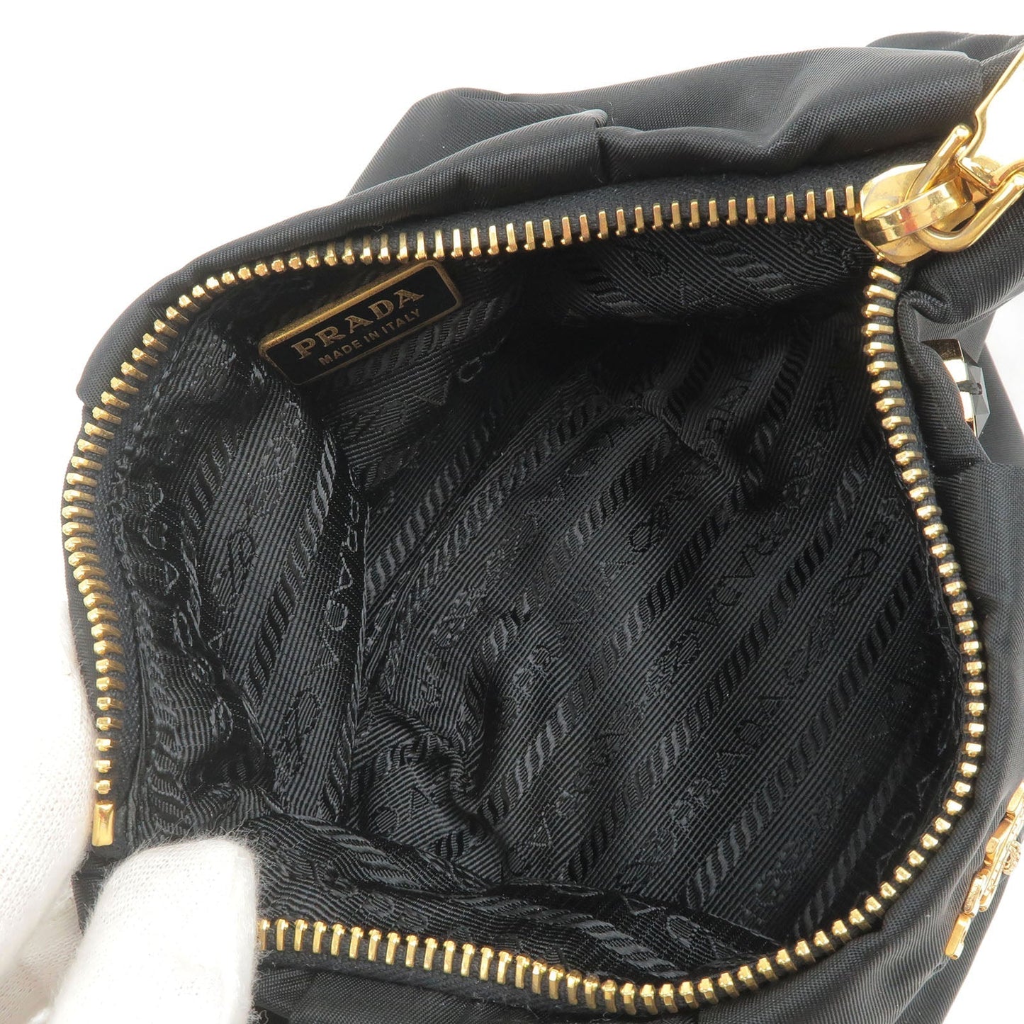 Prada Nylon Enamel Bijou Pouch Purse Clutch Bag NERO Black