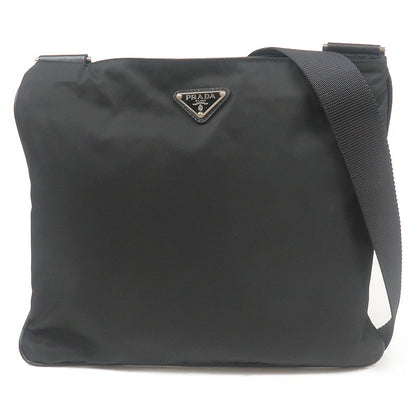 Prada Nylon Leather Shoulder Bag Purse Black VA0053