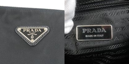 Prada Nylon Leather Shoulder Bag Purse Black VA0053