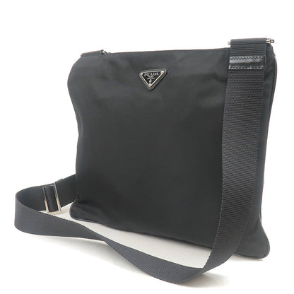 Prada Nylon Leather Shoulder Bag Purse Black VA0053