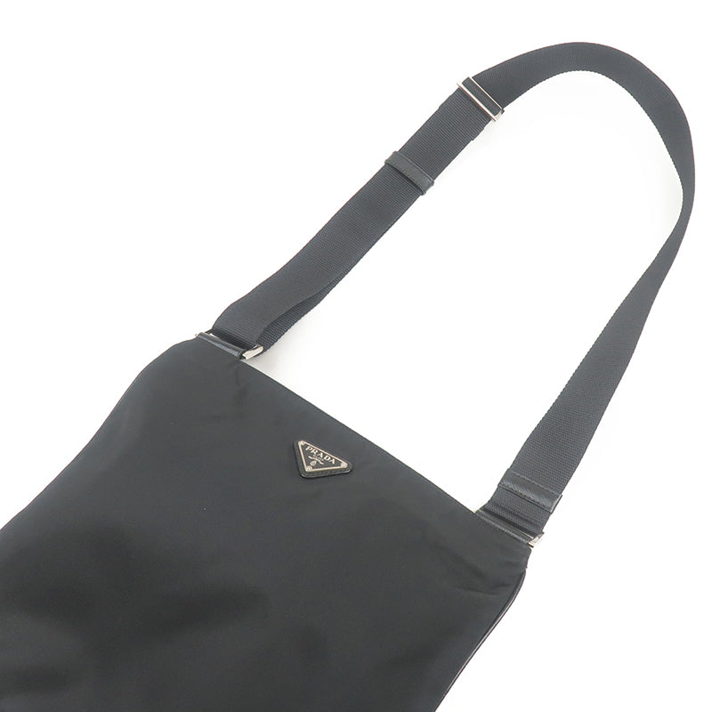 Prada Nylon Leather Shoulder Bag Purse Black VA0053