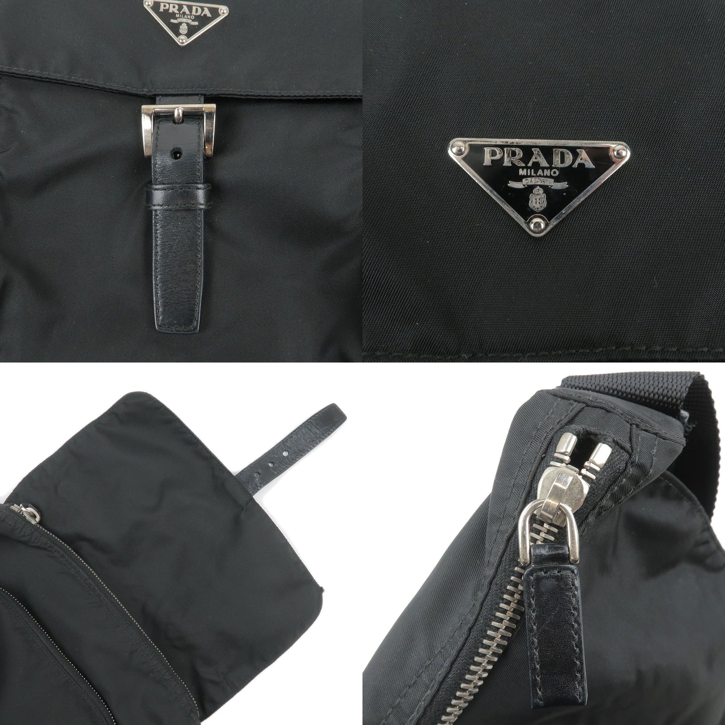 Prada Nylon Leather Shoulder Bag Pouch NERO Black BT8994