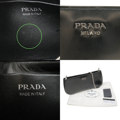 Prada Sydney Leather 2Way Chain Shoulder Bag Black 1BF085