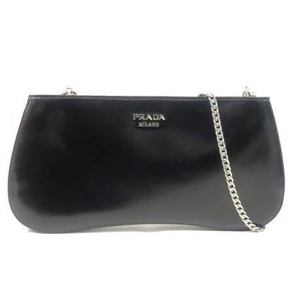 Prada Sydney Leather 2Way Chain Shoulder Bag Black 1BF085