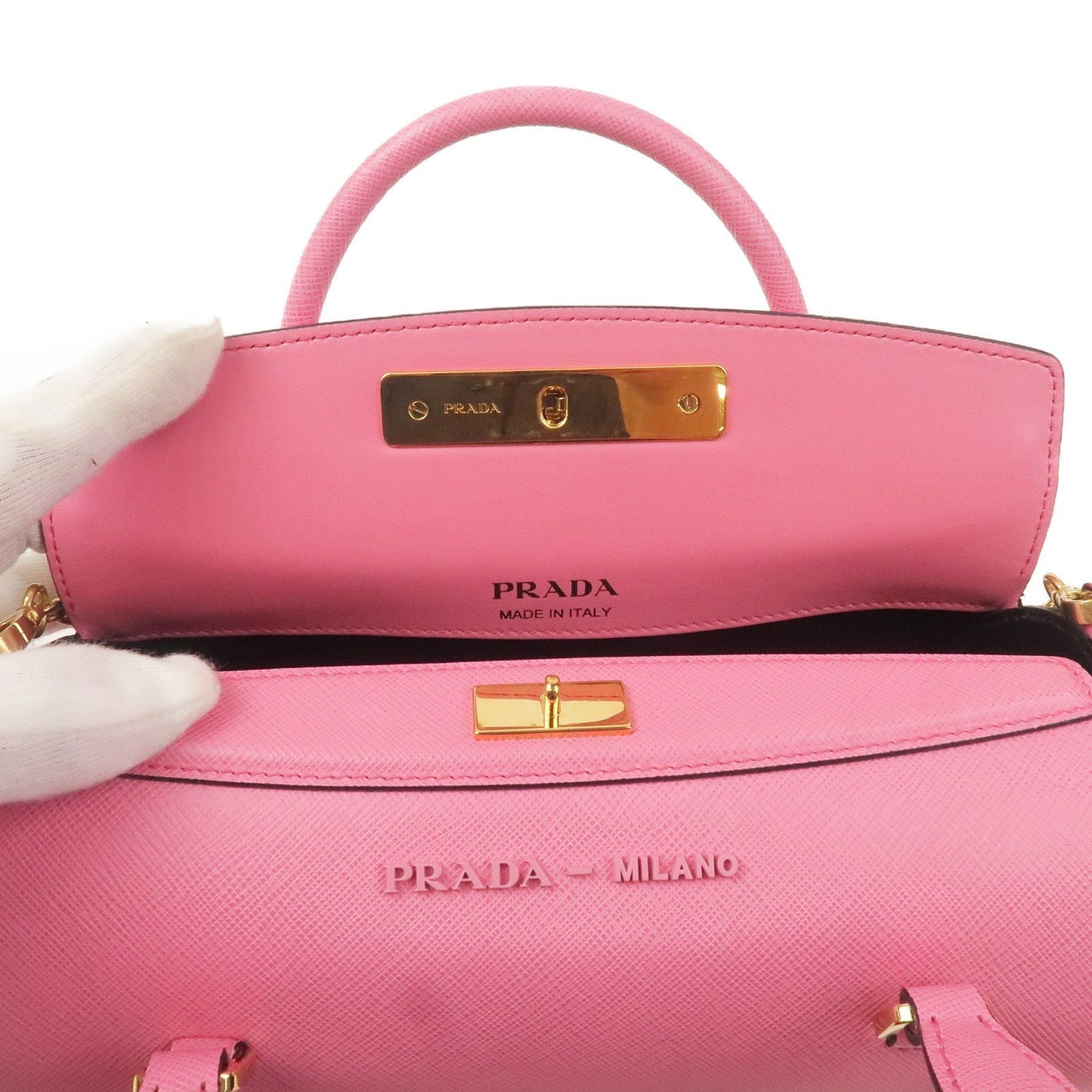 Prada Sybille Leather 2Way Chain Shoulder Bag Pink 1BA216