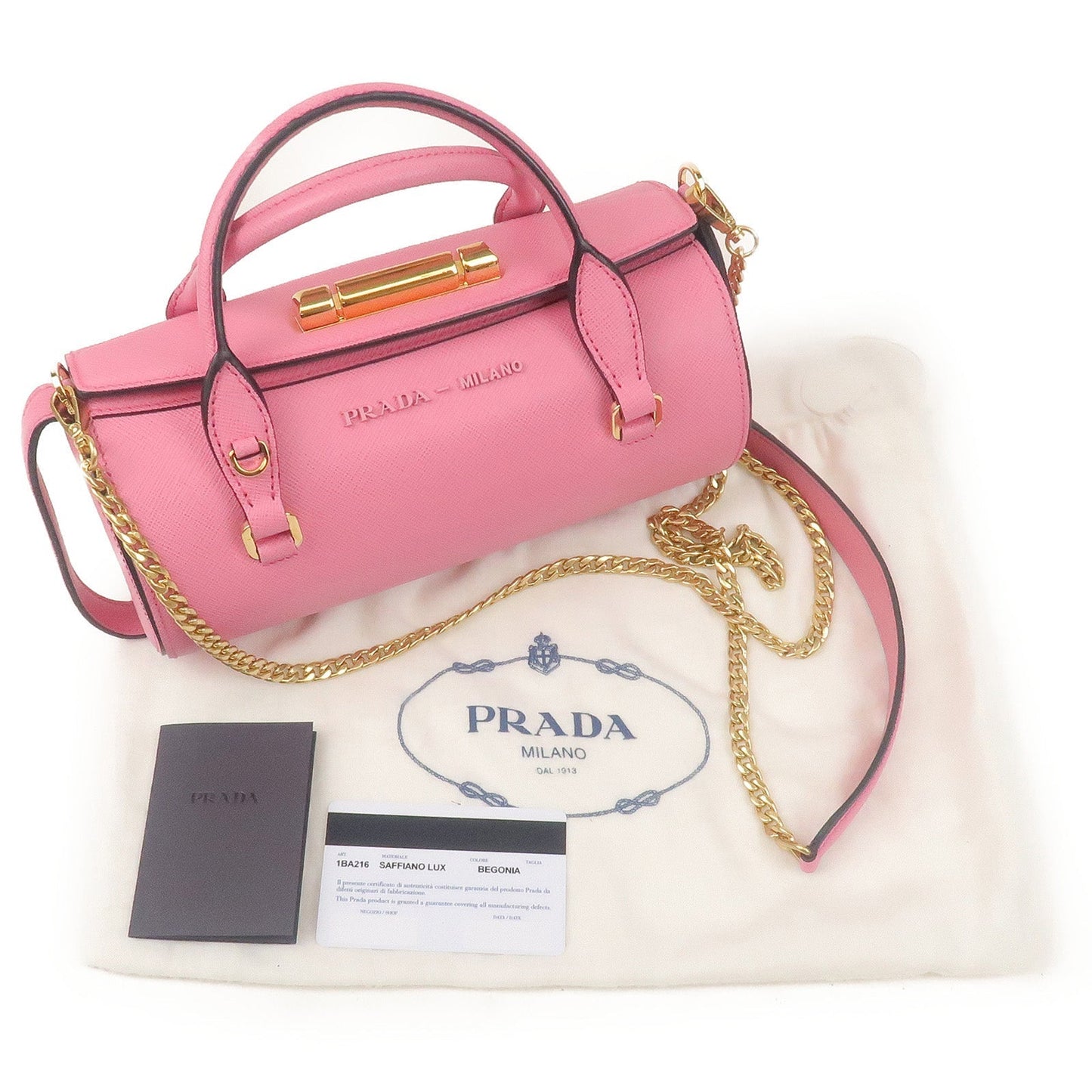 Prada Sybille Leather 2Way Chain Shoulder Bag Pink 1BA216