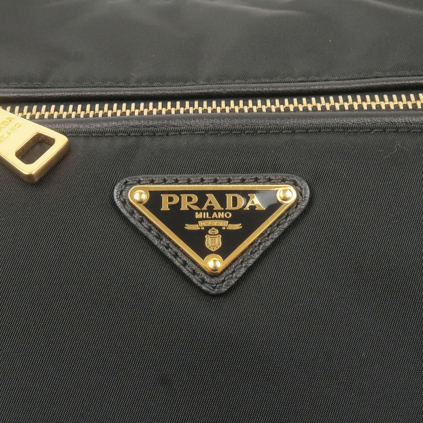 Prada Nylon Leather Shoulder Bag Purse NERO Black BR4885