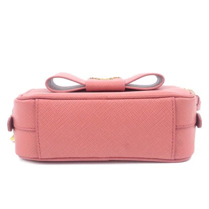 Prada Ribbon Leather Shoulder Bag Purse TAMARIS Pink 1NF674