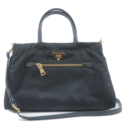 Prada Nylon Leather 2Way Hand Bag Shoulder Bag Black 1BA843