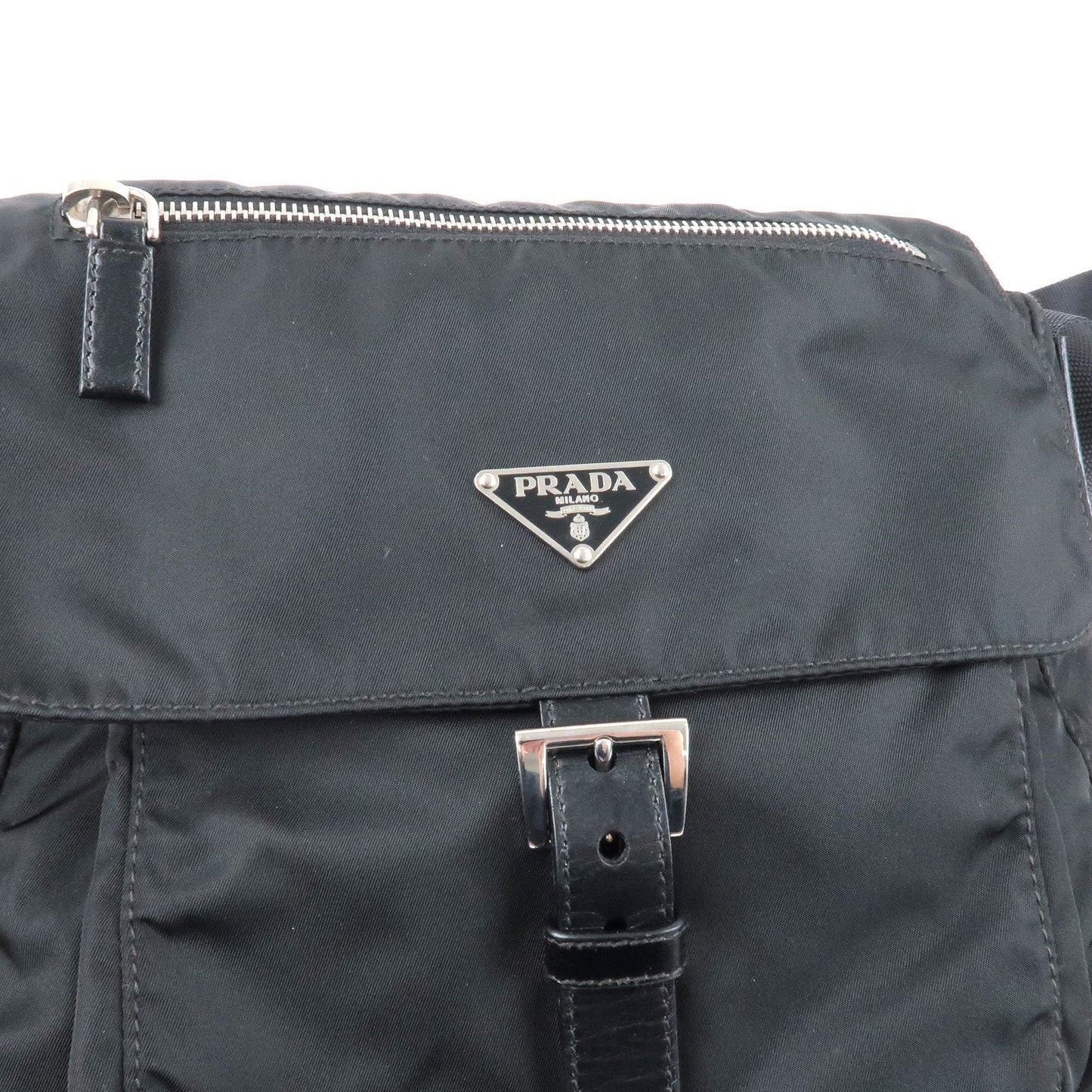 Prada Logo Nylon Leather Shoulder Bag NERO Black BT8994