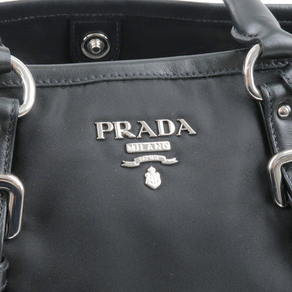 Prada Nylon Leather 2Way Hand Bag Shoulder Bag NERO Black 1BA832