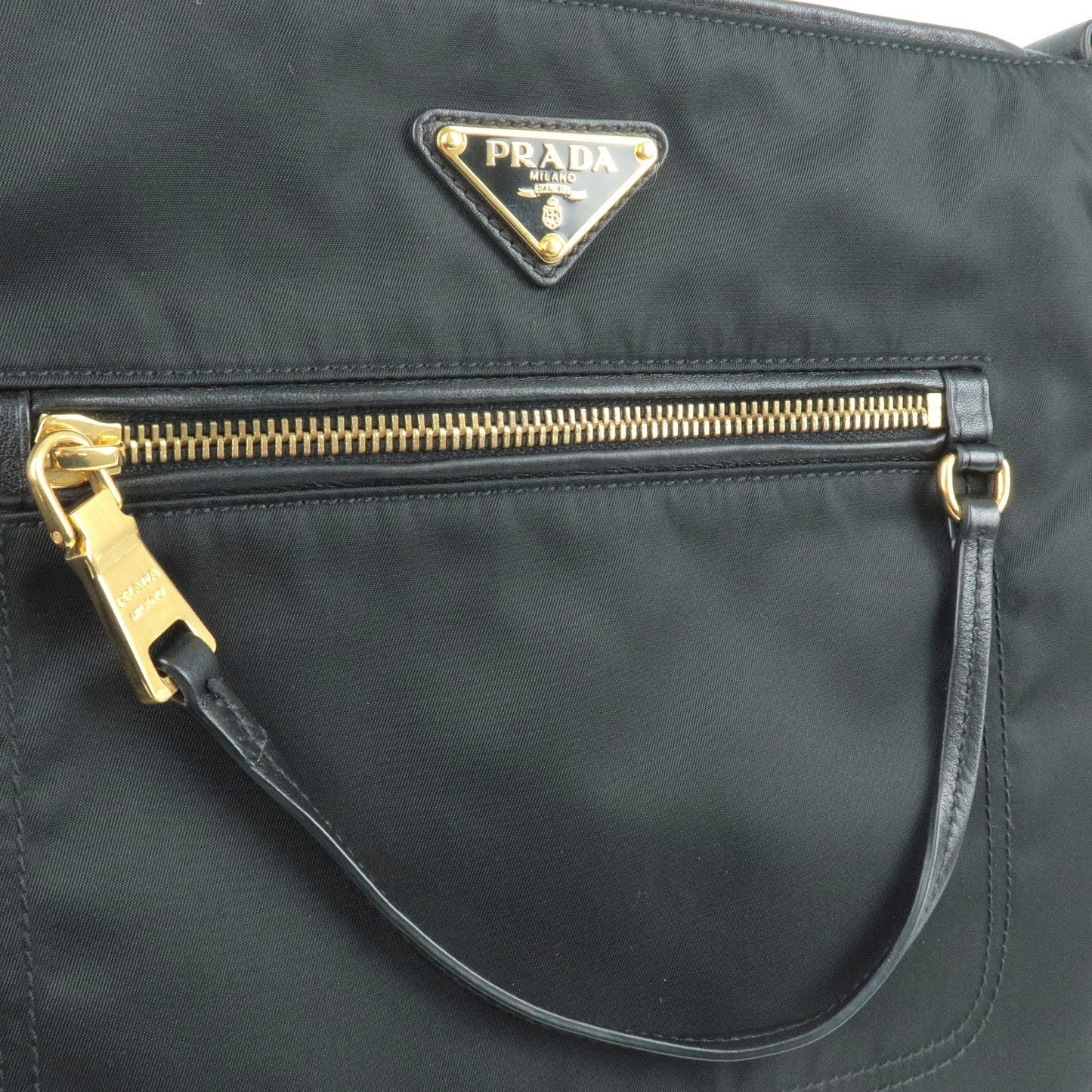 Prada Logo Nylon Leather Shoulder Bag NERO Black BT0711