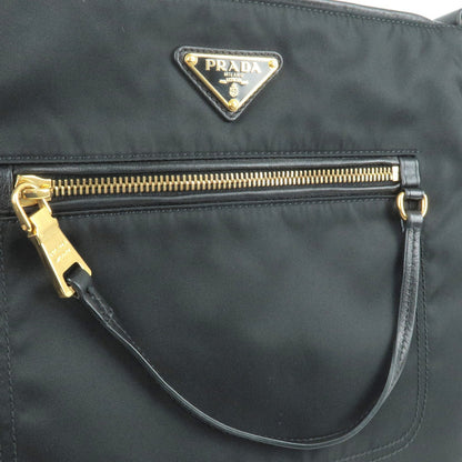 Prada Logo Nylon Leather Shoulder Bag NERO Black BT0711