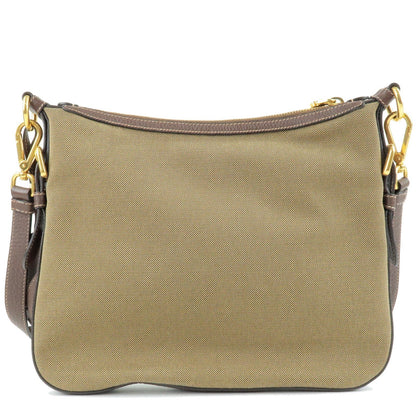 Prada Nylon Jaquard Leather Shoulder Bag Beige Brown BT0706