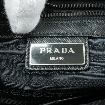 Prada Logo Nylon Leather Shoulder Bag NERO Black 2VH797