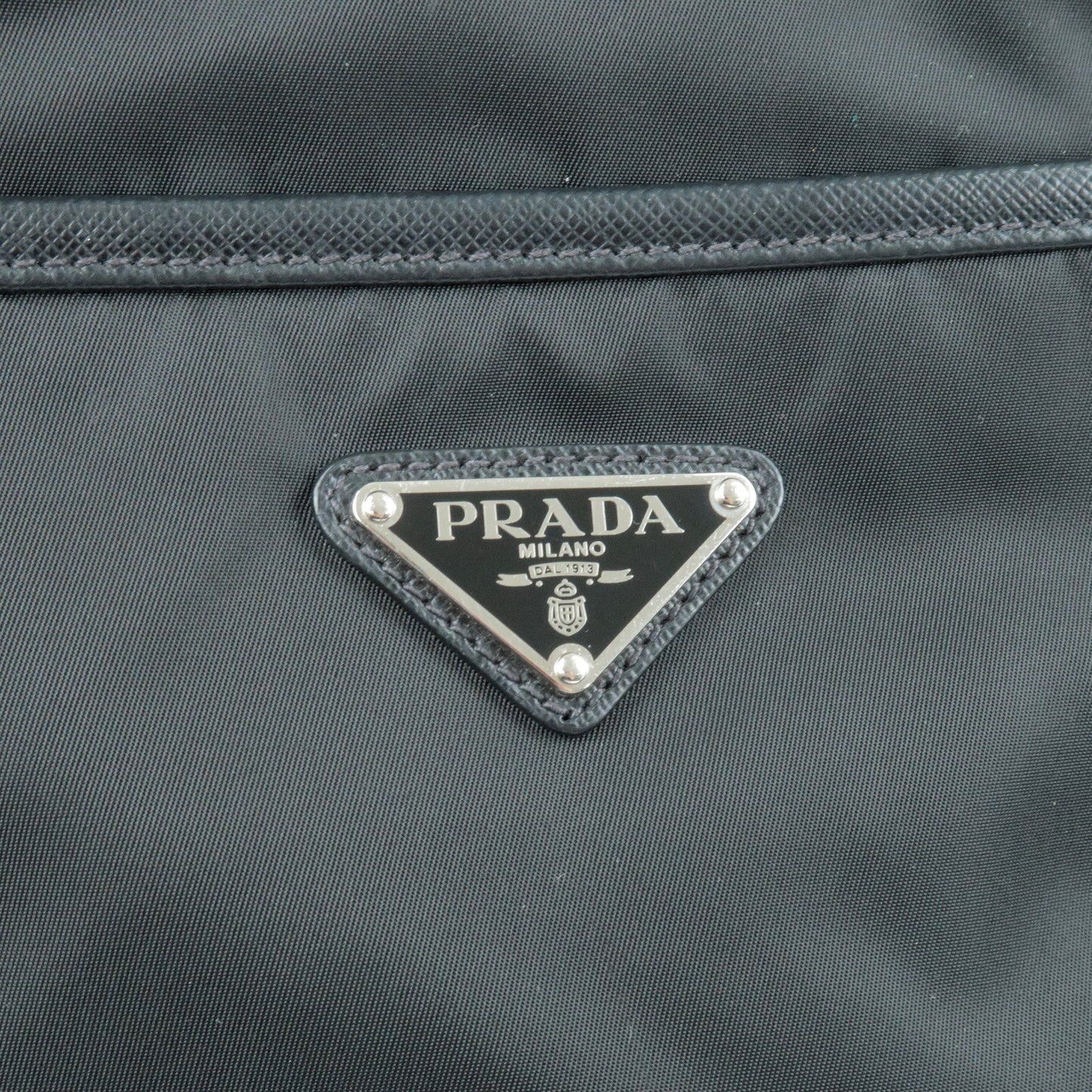 Prada Logo Nylon Leather Shoulder Bag NERO Black 2VH797