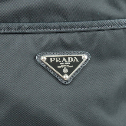 Prada Logo Nylon Leather Shoulder Bag NERO Black 2VH797