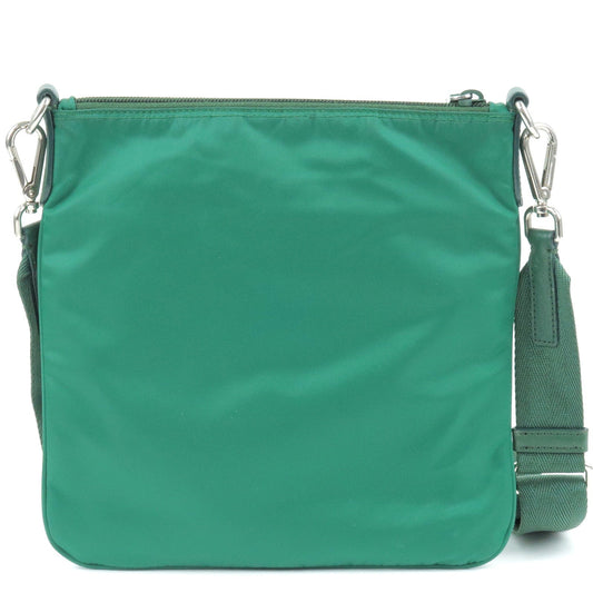 Prada Logo Nylon Leather Shoulder Bag OLEANDRO Green BT0716