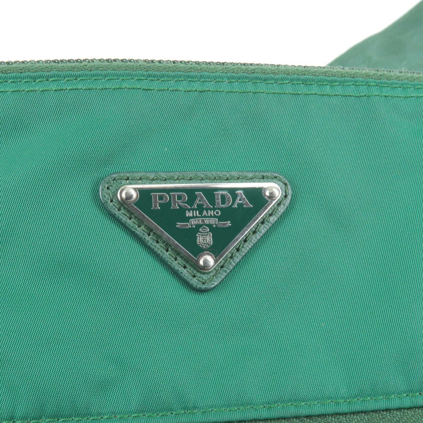 Prada Logo Nylon Leather Shoulder Bag OLEANDRO Green BT0716