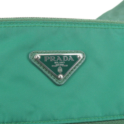 Prada Logo Nylon Leather Shoulder Bag OLEANDRO Green BT0716