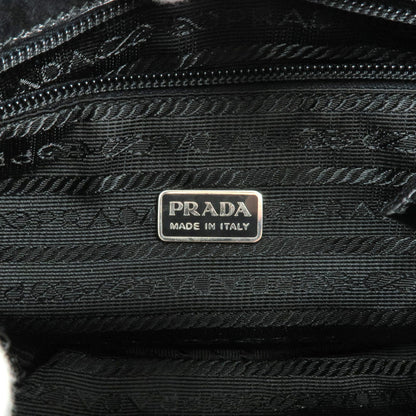 Prada Nylon Leather Hand Bag Pouch NERO Black B10567