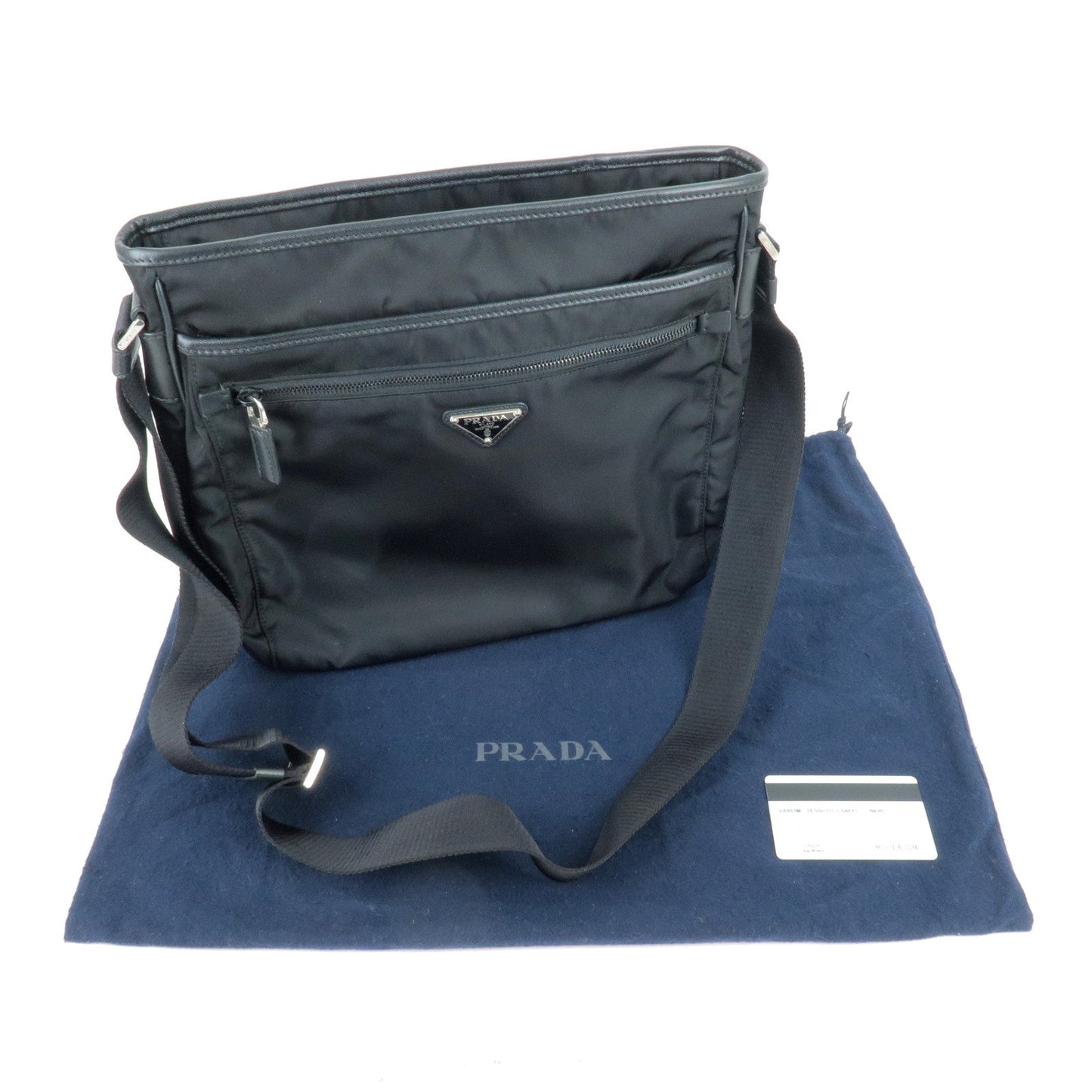 Prada Logo Nylon Leather Shoulder Bag NERO Black VA953M