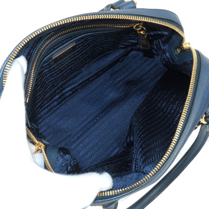 Prada Nylon Leather 2WayBag Hand Bag Shoulder Bag Navy 1BB013