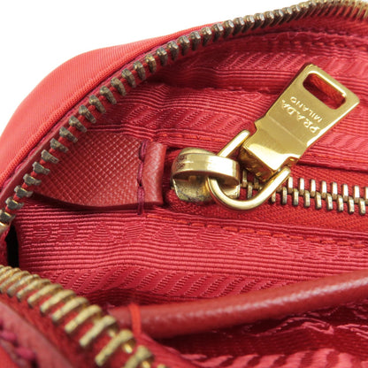 Prada Logo Nylon Leather Shoulder Bag ROSSO Red BT0773