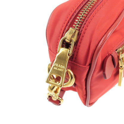 Prada Logo Nylon Leather Shoulder Bag ROSSO Red BT0773