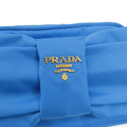 Prada Logo Nylon Leather Ribbon Shoulder Bag Blue 1N1727