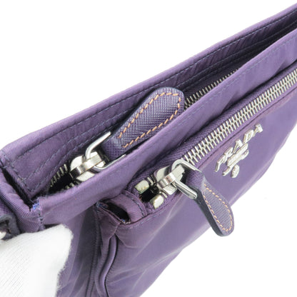 Prada Logo Nylon Leather Shoulder Bag VIOLA Purple BT0693