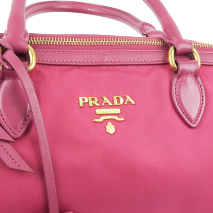 Prada Nylon Leather 2Way Bag Hand Bag Shoulder Bag IBISCO 1BA104