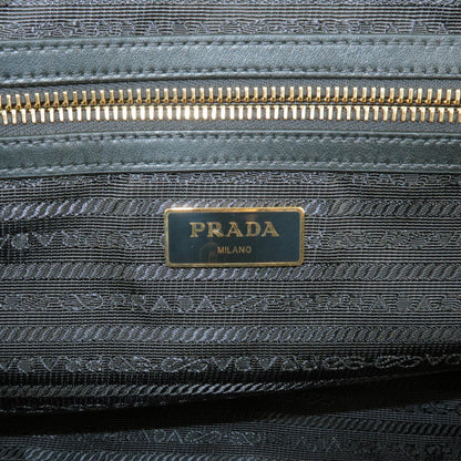 Prada Logo Nylon Leather Tote Bag Hand Bag NERO Black 1BG159