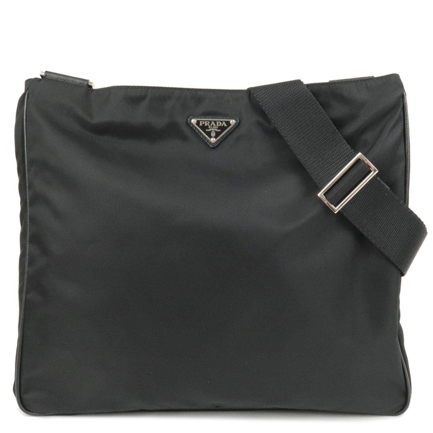 Prada Logo Nylon Leather Shoulder Bag NERO Black VA0348