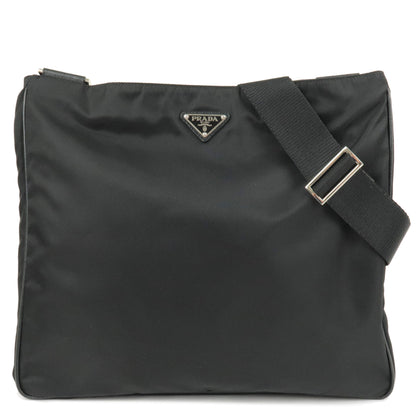 Prada Logo Nylon Leather Shoulder Bag NERO Black VA0348