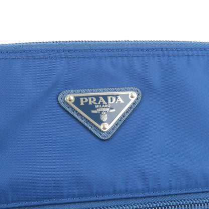 Prada Logo Nylon Leather Shoulder Bag BLUETTE Blue 1BH716