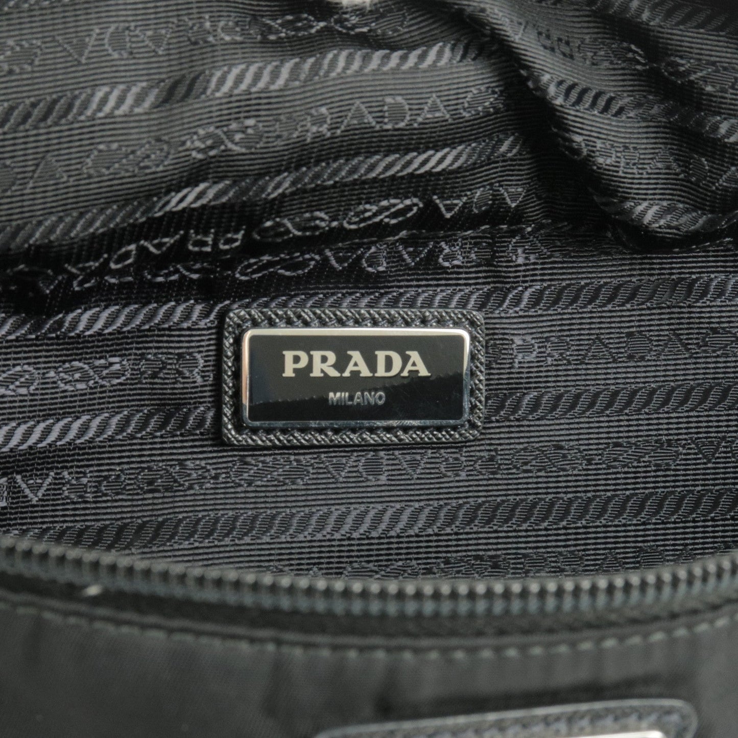 Prada Logo Nylon Leather Waist Pouch Body Bag NERO Black