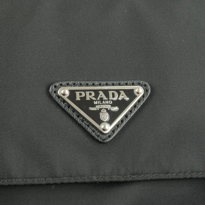 Prada Logo Nylon Leather Shoulder Bag NERO Black BT6671