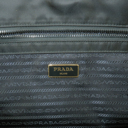 Prada Nylon Leather Velour Cayeron Pleuville Tote Bag Black 1BG065